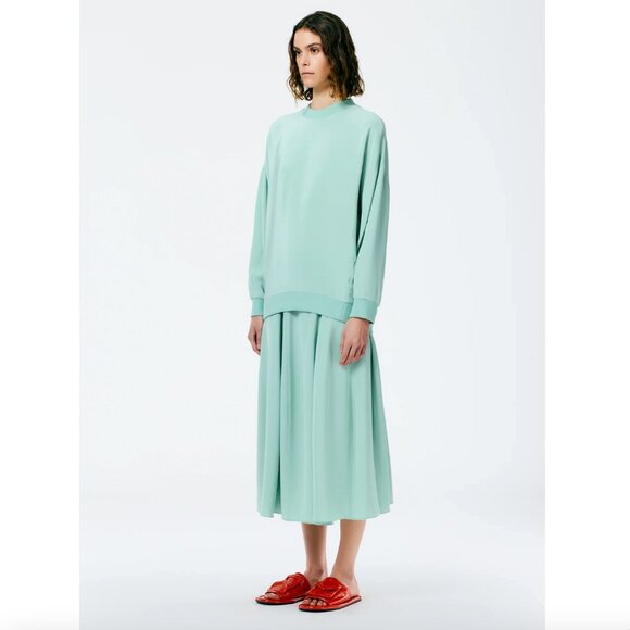 Tibi 4-Ply Silk Silk Crewneck Eased Out Top in "Mint", size 12 - Picture 11 of 11